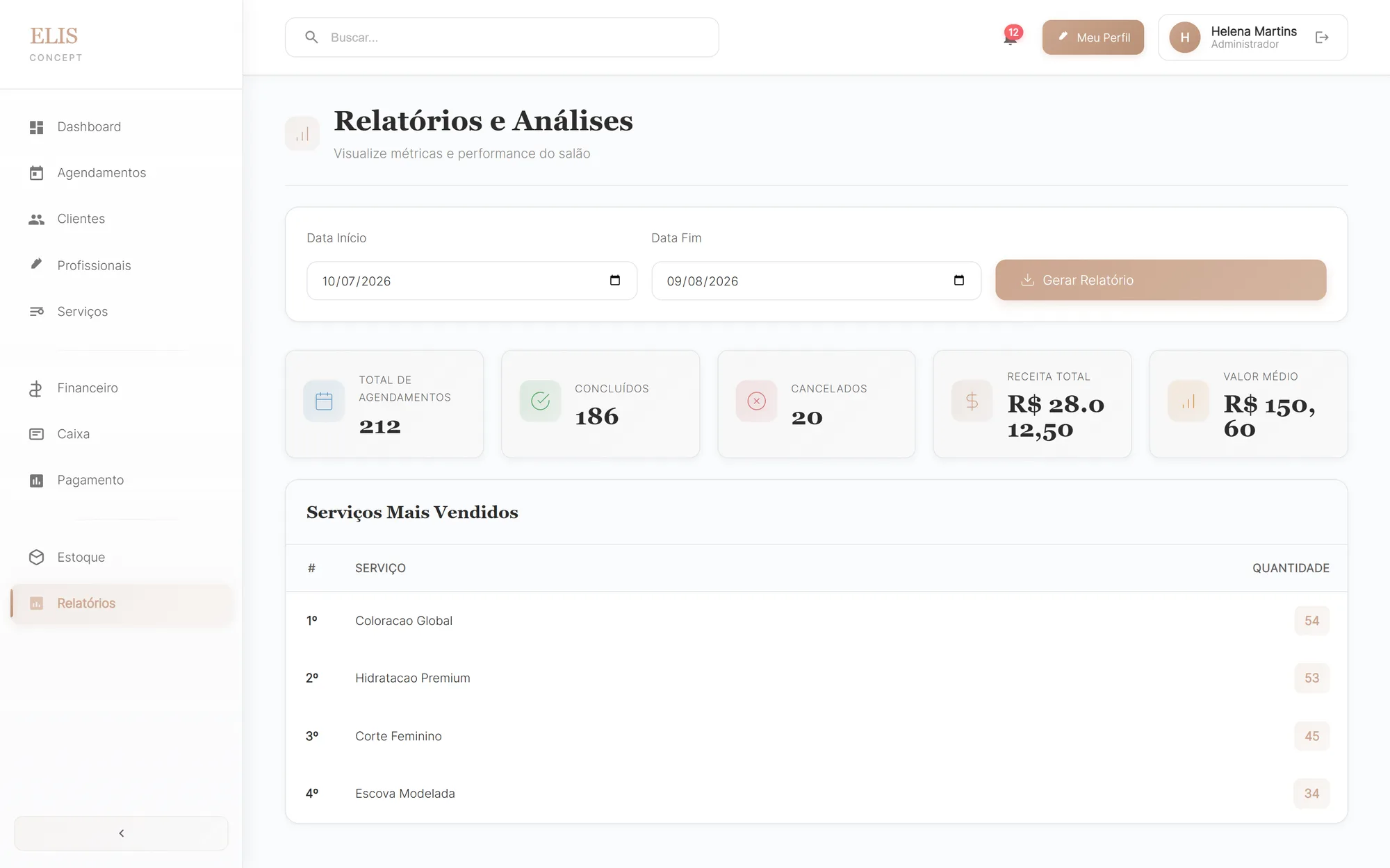 Elis Concept — Relatórios